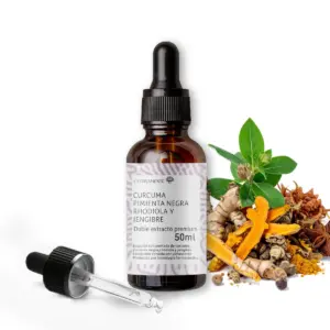 CÚRCUMA + PIMIENTA NEGRA + RHODIOLA + JENGIBRE - Extracto Premium 50ml